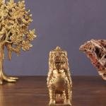 Brass Tibetan Snow Lion Showpiece - Symbol of Strength and Protection